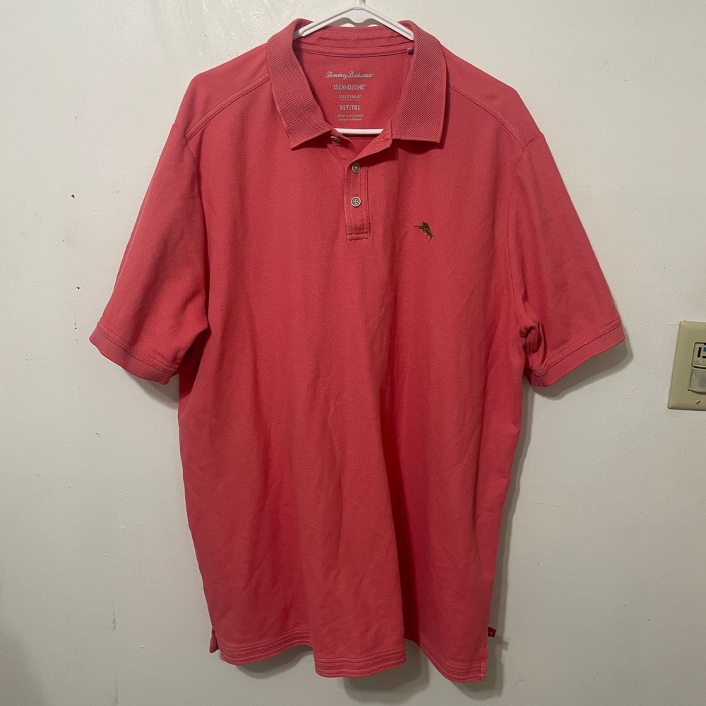 Tommy Bahama IslandZone‎ Supima Cotton Polo Shirt Mens XLT Coral Marlin